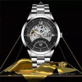 Winner 286 2019 Mens Automatic Watch Mechanical Luminous Hand Skeleton Business Black Stainless Steel Band Watches Relogio